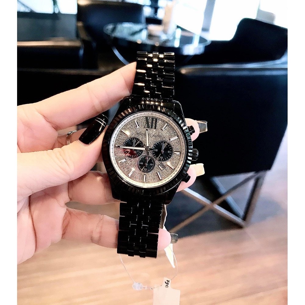 Đồng Hồ Michael Kors Lexington |Nam Giới |Mặt Full Đá |Dây Kim Loại Đen |Máy Pin (Quartz) |Size 44mm |donghogiatot.vn