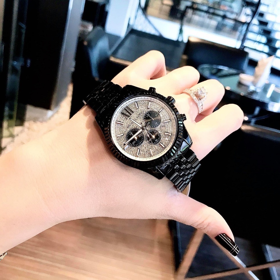Đồng Hồ Michael Kors Lexington |Nam Giới |Mặt Full Đá |Dây Kim Loại Đen |Máy Pin (Quartz) |Size 44mm |donghogiatot.vn