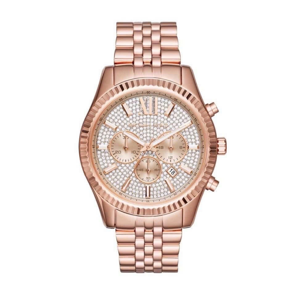Đồng Hồ Michael Kors Lexington |Nam Giới |Mặt Full Đá |Rose Gold |Dây Kim Loại |Máy Pin (Quartz) |Size 44mm |donghogiatot.vn