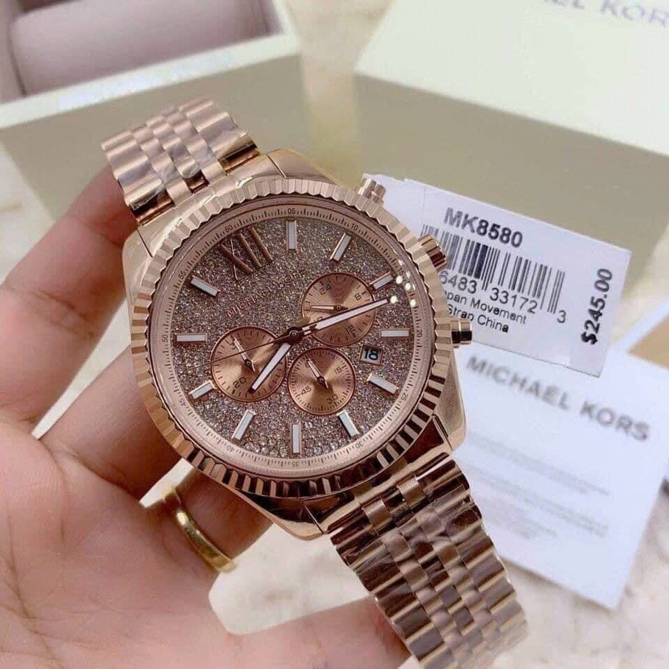 Đồng Hồ Michael Kors Lexington |Nam Giới |Mặt Full Đá |Rose Gold |Dây Kim Loại |Máy Pin (Quartz) |Size 44mm |donghogiatot.vn