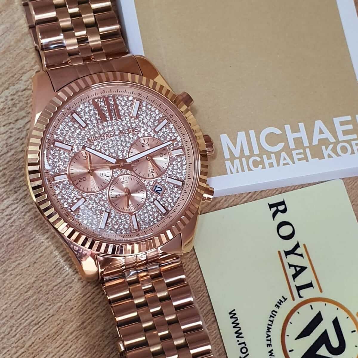 Đồng Hồ Michael Kors Lexington |Nam Giới |Mặt Full Đá |Rose Gold |Dây Kim Loại |Máy Pin (Quartz) |Size 44mm |donghogiatot.vn