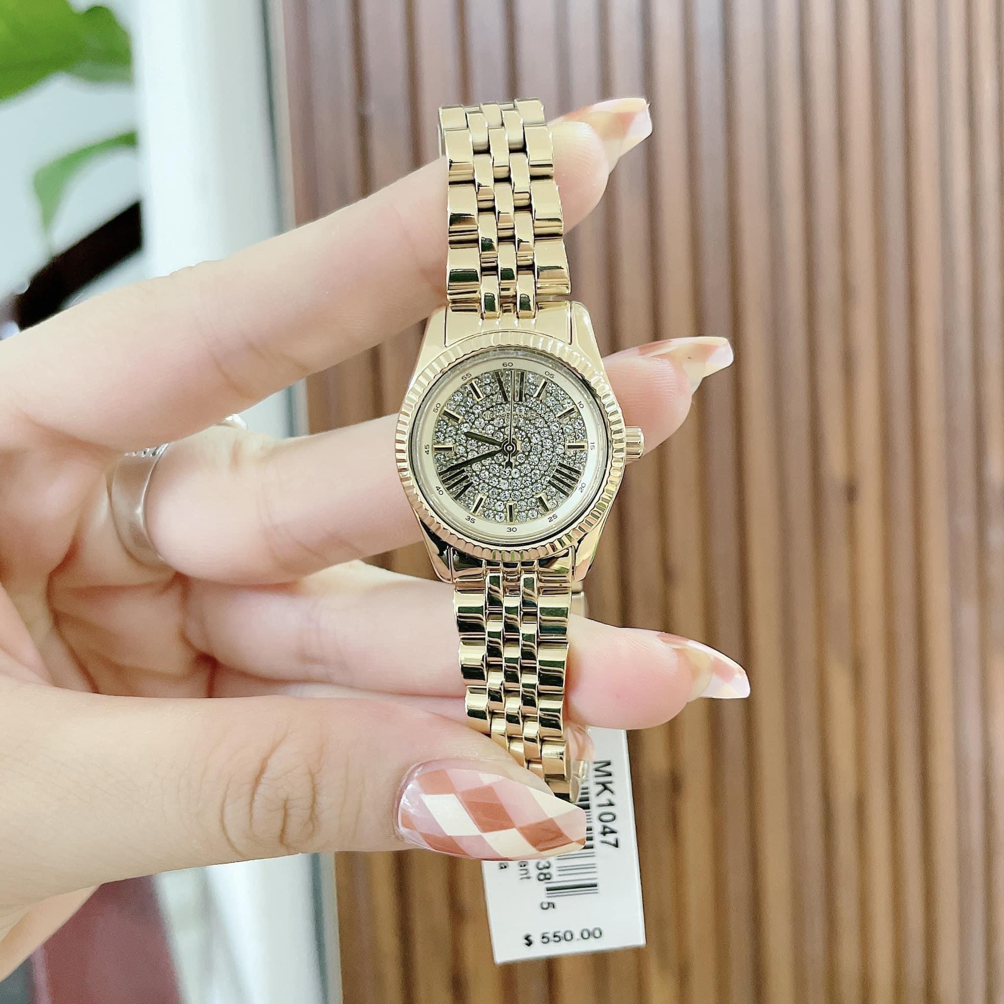 Đồng Hồ Michael Kors Lexington |Nữ Giới |Mặt Full Đá |Dây Kim Loại Vàng Gold |Máy Pin (Quartz) |Size 22mm |donghogiatot.vn