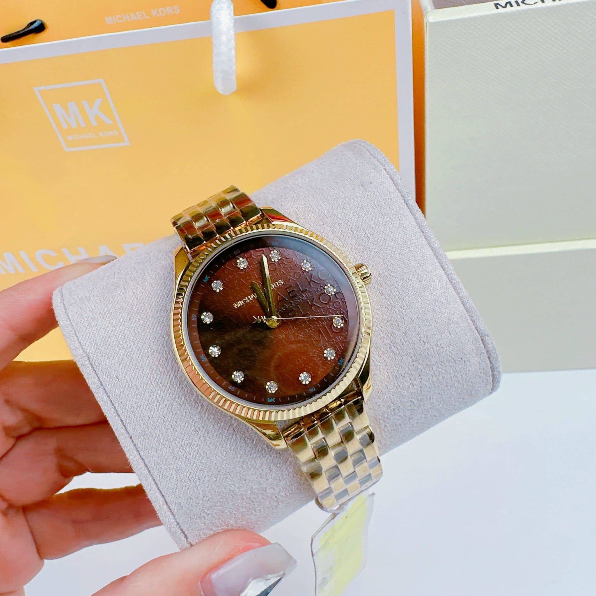 Đồng Hồ Michael Kors Lexington |Nữ Giới |Mặt Nâu |Dây Kim Loại Vàng Gold |Máy Pin (Quartz) |Size 36mm |donghogiatot.vn