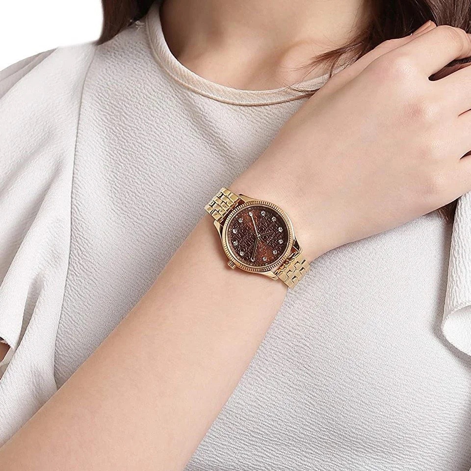 Đồng Hồ Michael Kors Lexington |Nữ Giới |Mặt Nâu |Dây Kim Loại Vàng Gold |Máy Pin (Quartz) |Size 36mm |donghogiatot.vn
