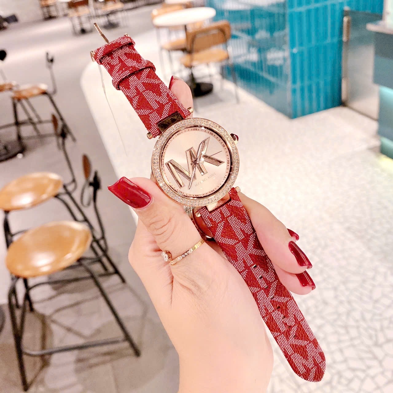 Đồng Hồ Michael Kors Parker |Nữ Giới |Rose Gold |Dây Da Đỏ |Máy Pin (Quartz) |Size 39mm |donghogiatot.vn