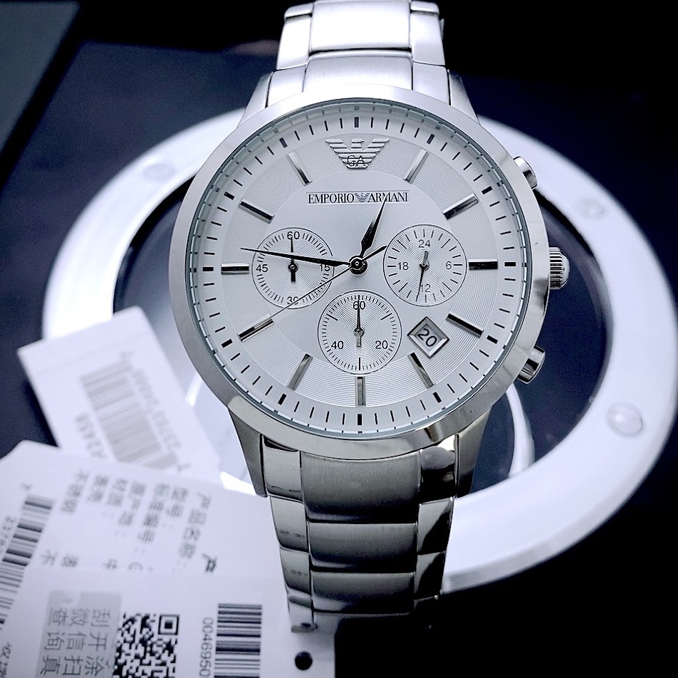 Đồng Hồ Emporio Armani Mặt Tròn Mặt Trắng |Nam Giới |Dây Kim Loại |Máy Pin (Quartz) |Size 42mm |Donghogiatot.vn