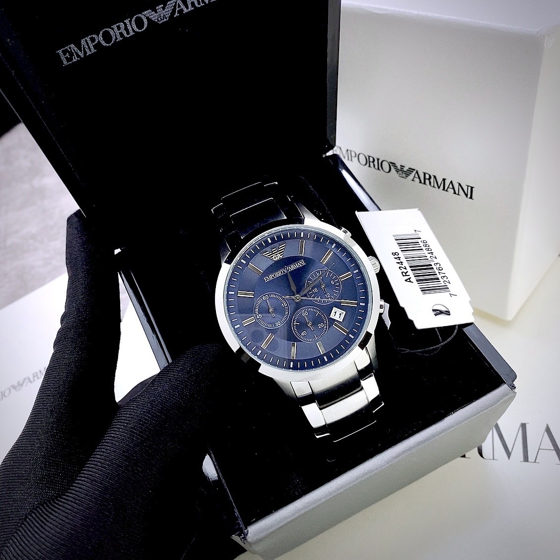 Đồng Hồ Emporio Armani Mặt Tròn Mặt Xanh |Nam Giới |Dây Kim Loại |Máy Pin (Quartz) |Size 42mm |Donghogiatot.vn