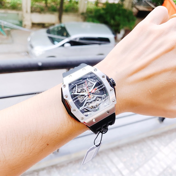 Đồng Hồ Hanboro Hở 2 Van Tim |Nam Giới |Mặt Oval |Tian Silver |Máy Cơ (Automatic) |Size Lớn 43x50mm |Donghogiatot.vn