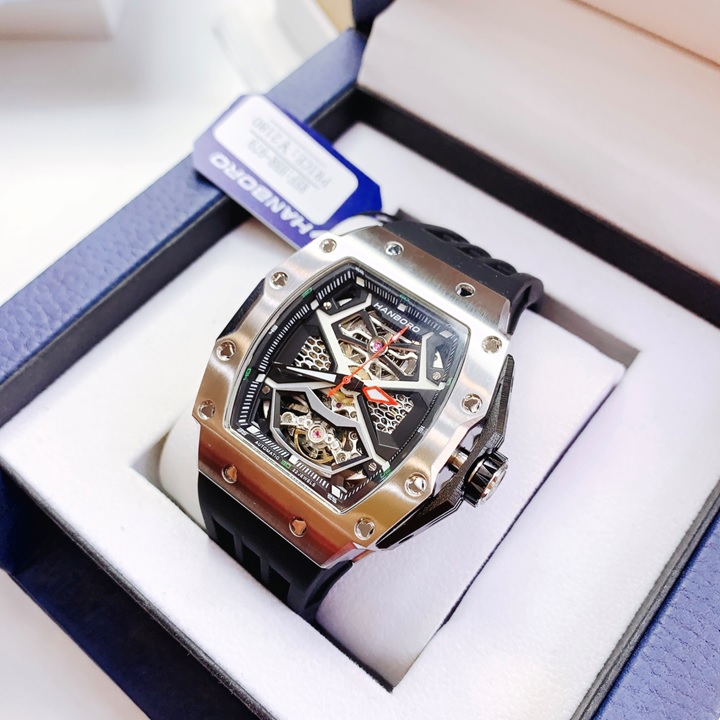 Đồng Hồ Hanboro Hở 2 Van Tim |Nam Giới |Mặt Oval |Tian Silver |Máy Cơ (Automatic) |Size Lớn 43x50mm |Donghogiatot.vn