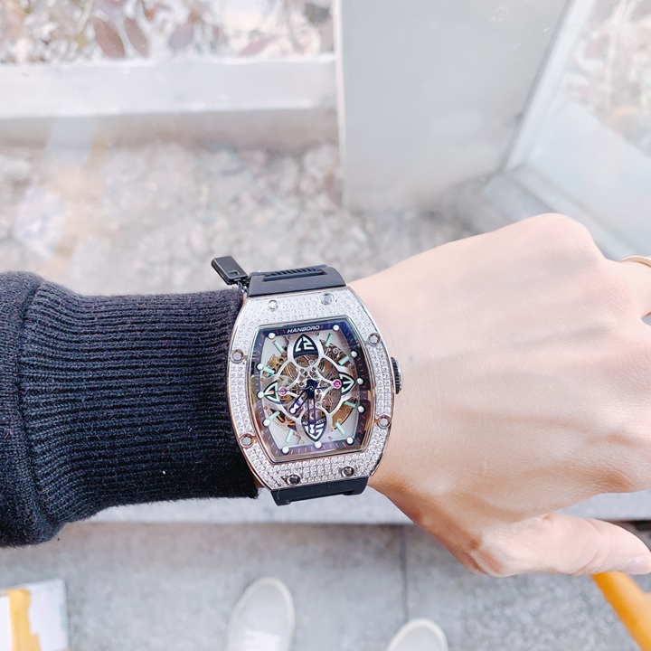 Đồng Hồ Hanboro HOT 2022 |Mặt Oval |Nam Giới |Dây Cao Su |Máy Cơ (Automatic) |Size 40x50mm |Donghogiatot.vn