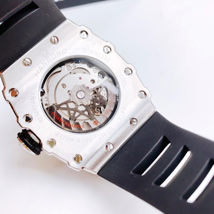 Đồng Hồ Hanboro Lịch Ngày Số La Mã |Nam Giới |Mặt Oval Titan |Máy Cơ (Automatic) |Size Lớn 43x50mm |Donghogiatot.vn