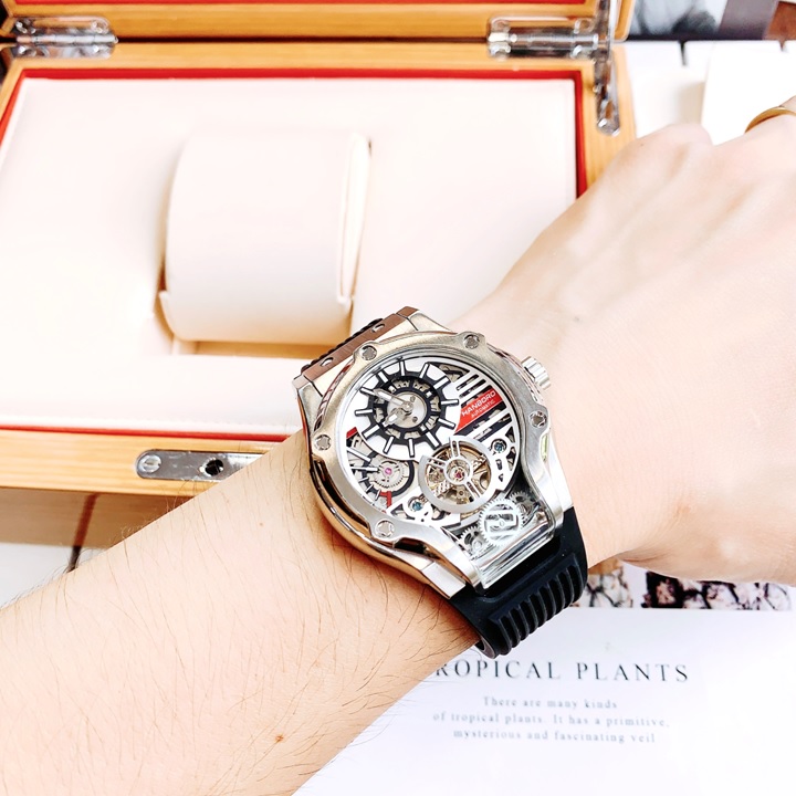 Đồng Hồ Hanboro Hublot Tourbillon |Mặt Elip |Nam Giới |Dây Cao Su |Máy Cơ (Tự Động) |Size Lớn 42x52mm |Donghogiatot.vn