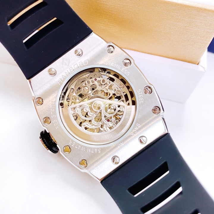 Đồng Hồ Hanboro Big Bang |Nam Giới |Mặt Oval |Đá Trắng Silver |Máy Cơ (Automatic) |Size 40x48mm |Donghogiatot.vn