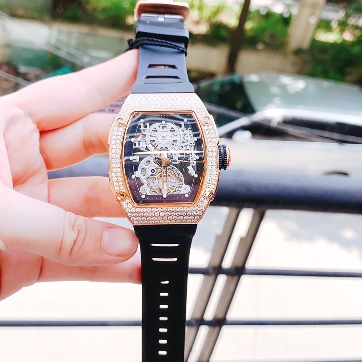 Đồng Hồ Hanboro Big Bang |Nam Giới |Mặt Oval |Đá Rose Gold |Máy Cơ (Automatic) |Size 40x48mm |Donghogiatot.vn