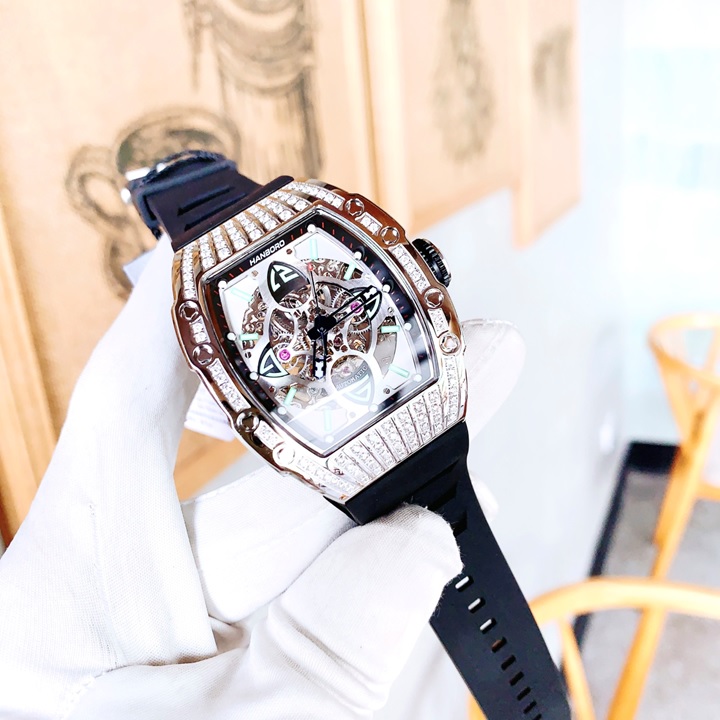 Đồng Hồ Hanboro HOT 2023 |Mặt Oval |Nam Giới |Dây Cao Su |Máy Cơ (Automatic) |Size 40x50mm |Donghogiatot.vn