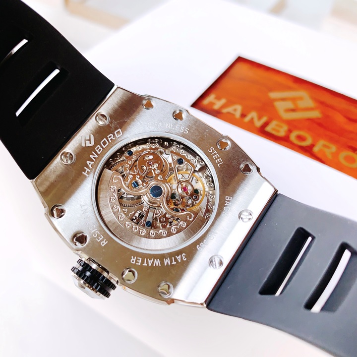 Đồng Hồ Hanboro HOT 2023 |Mặt Oval |Nam Giới |Dây Cao Su |Máy Cơ (Automatic) |Size 40x50mm |Donghogiatot.vn