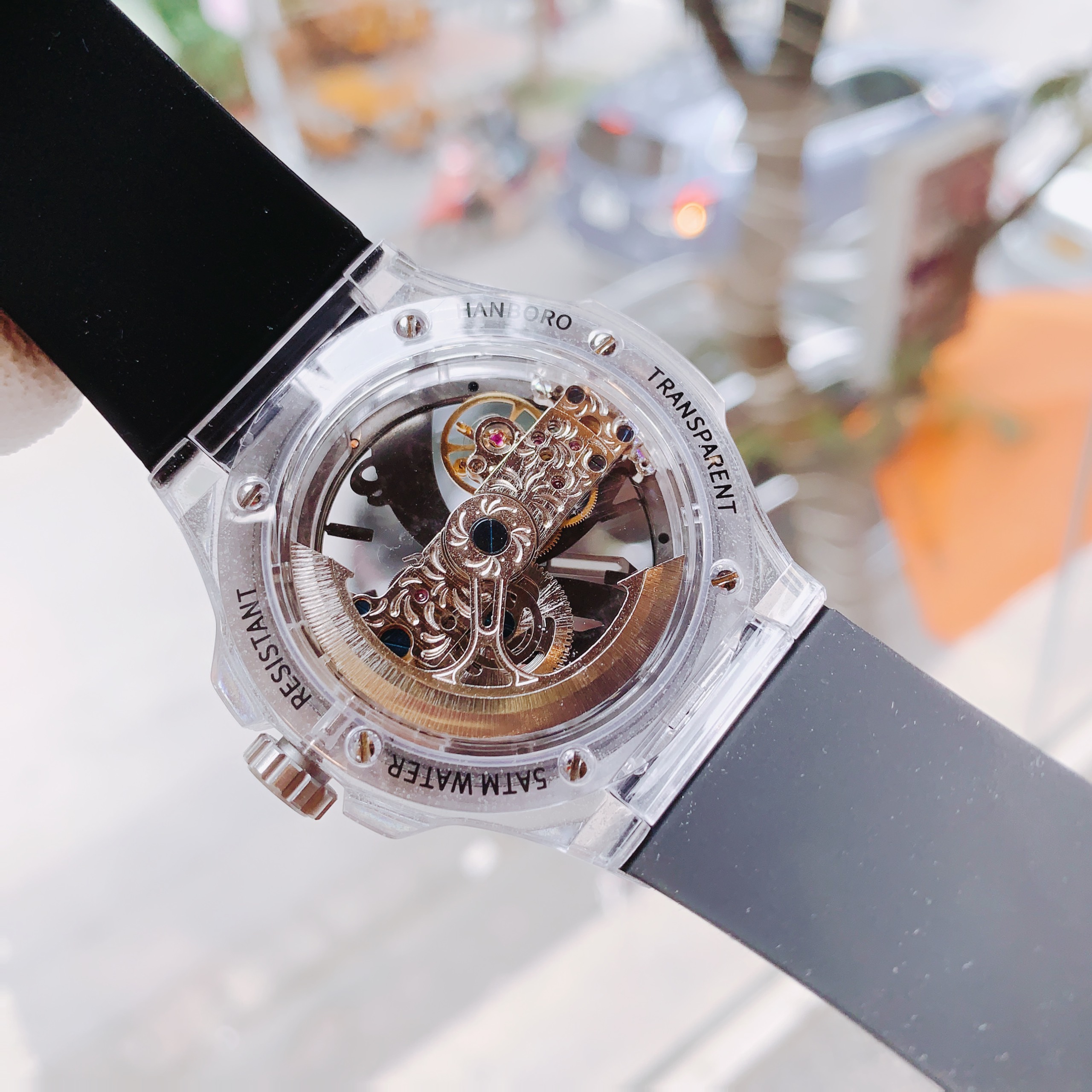 Đồng Hồ Hanboro Vỏ Silicone |Phát Sáng |Nam Giới |Dây Cao Su |Máy Lộ Cơ (Automatic) |Size 43mm |Donghogiatot.vn