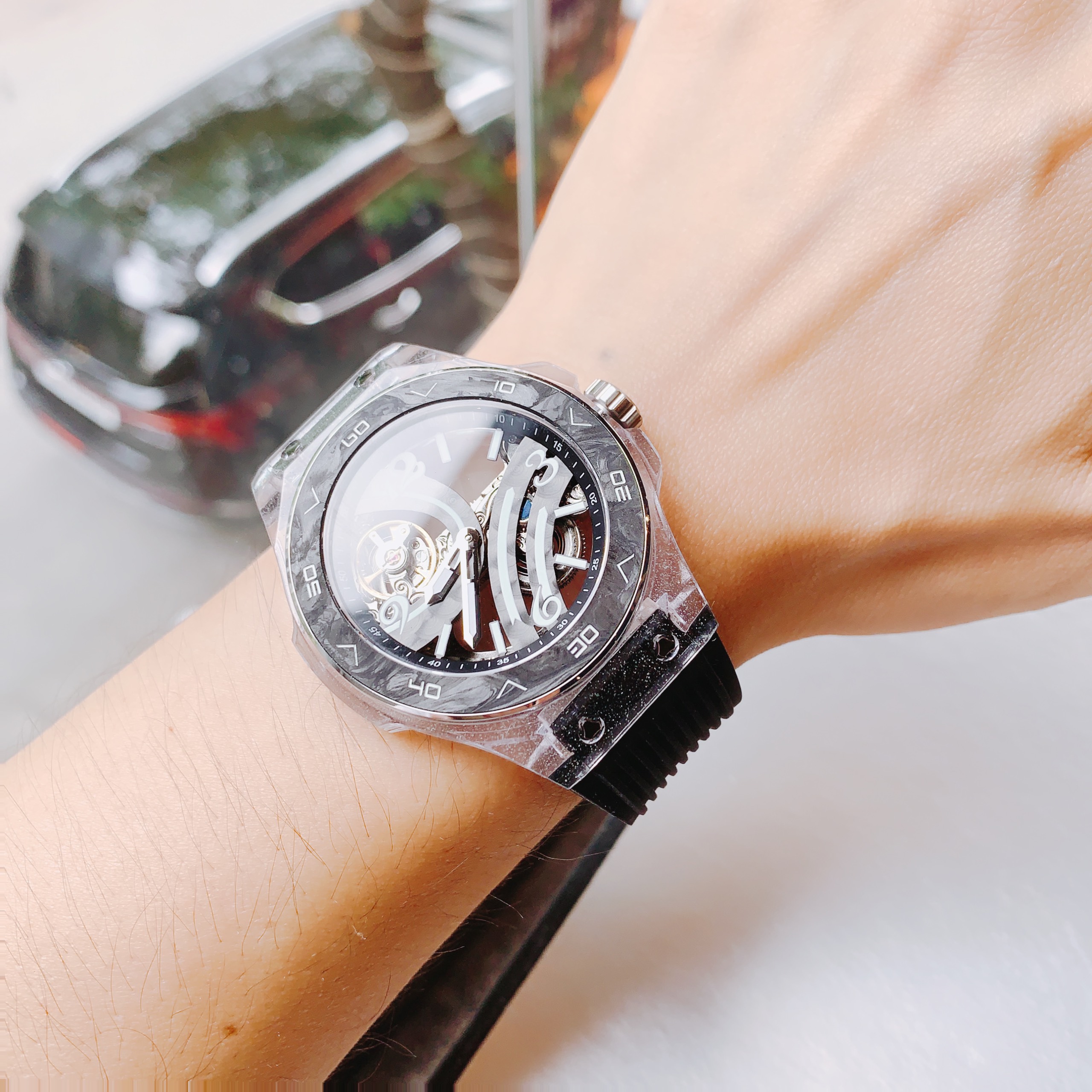 Đồng Hồ Hanboro Vỏ Silicone |Phát Sáng |Nam Giới |Dây Cao Su |Máy Lộ Cơ (Automatic) |Size 43mm |Donghogiatot.vn