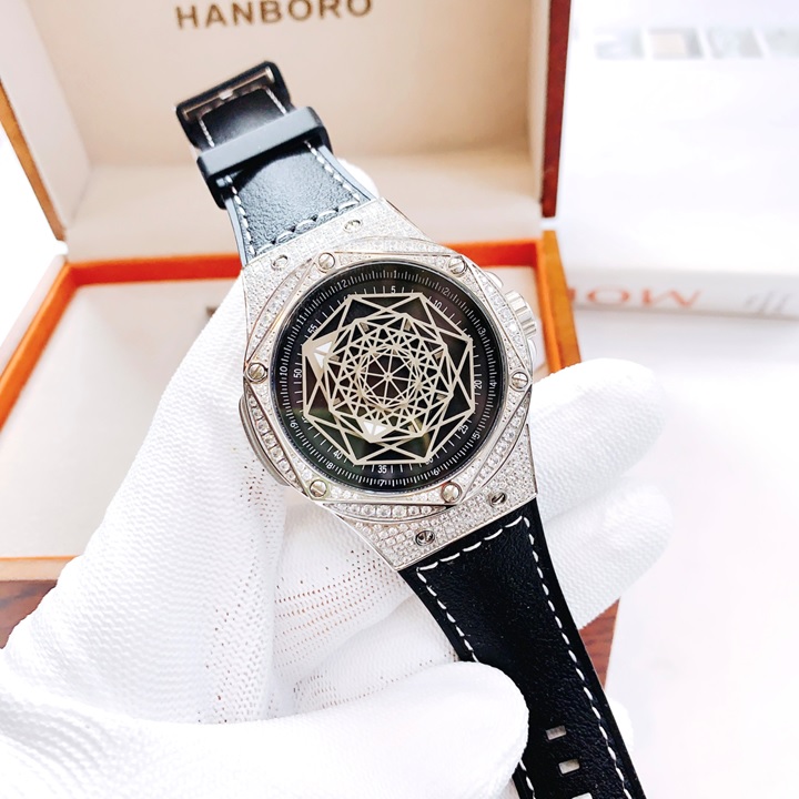 Đồng Hồ Hanboro Mặt Vũ Trụ |Nam Giới |Mặt Lục Giác Đính Full Đá |Máy Cơ (Automatic) |Size 42mm |Donghogiatot.vn