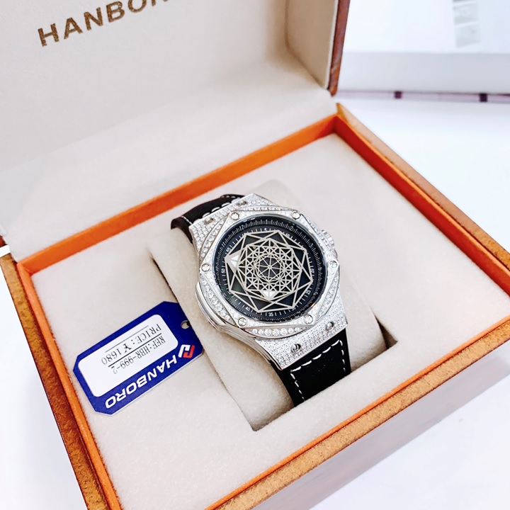 Đồng Hồ Hanboro Mặt Vũ Trụ |Nam Giới |Mặt Lục Giác Đính Full Đá |Máy Cơ (Automatic) |Size 42mm |Donghogiatot.vn
