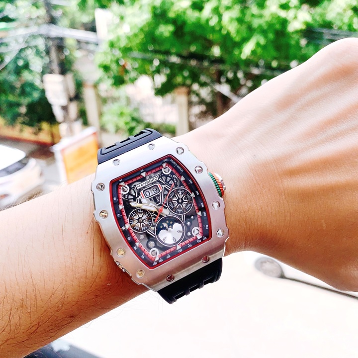 Đồng Hồ Hanboro Lịch Moonphase |Nam Giới |Mặt Oval |Dây Cao Su |Máy Cơ (Tự Động) |Size 40x50mm |Donghogiatot.vn