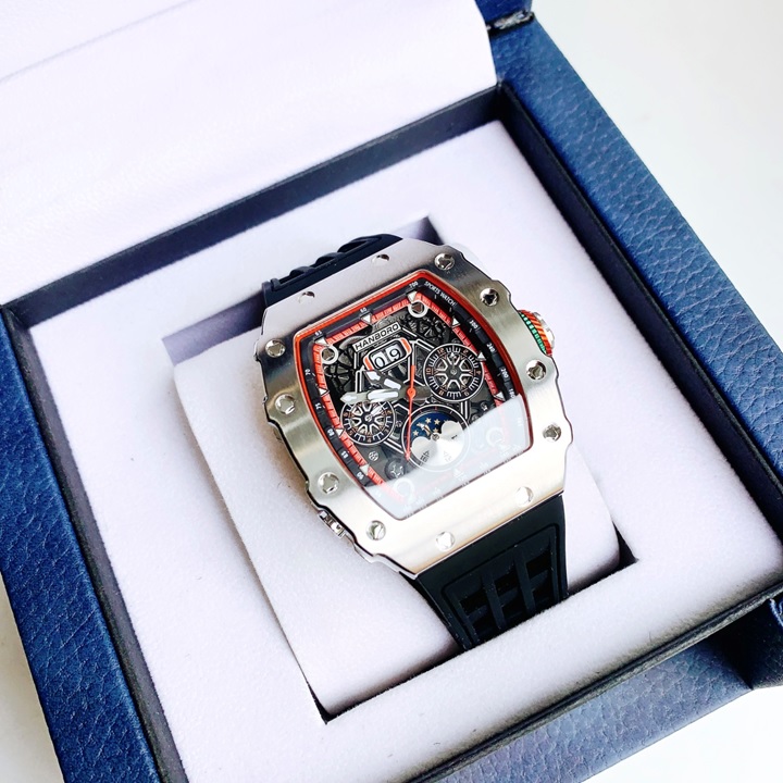 Đồng Hồ Hanboro Lịch Moonphase |Nam Giới |Mặt Oval |Dây Cao Su |Máy Cơ (Tự Động) |Size 40x50mm |Donghogiatot.vn