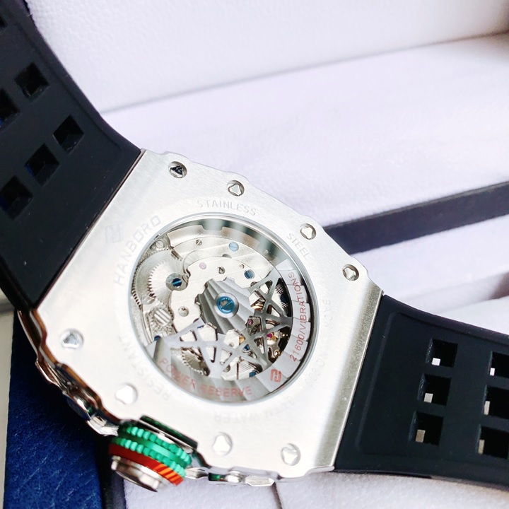 Đồng Hồ Hanboro Lịch Moonphase |Nam Giới |Mặt Oval |Dây Cao Su |Máy Cơ (Tự Động) |Size 40x50mm |Donghogiatot.vn