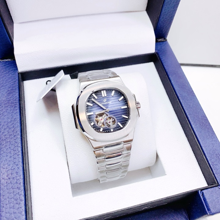 Đồng Hồ Hanboro Patek Philippe |Nam Giới |Mặt Xanh |Dây Kim Loại |Máy Automatic |Size 42mm |Donghogiatot.vn