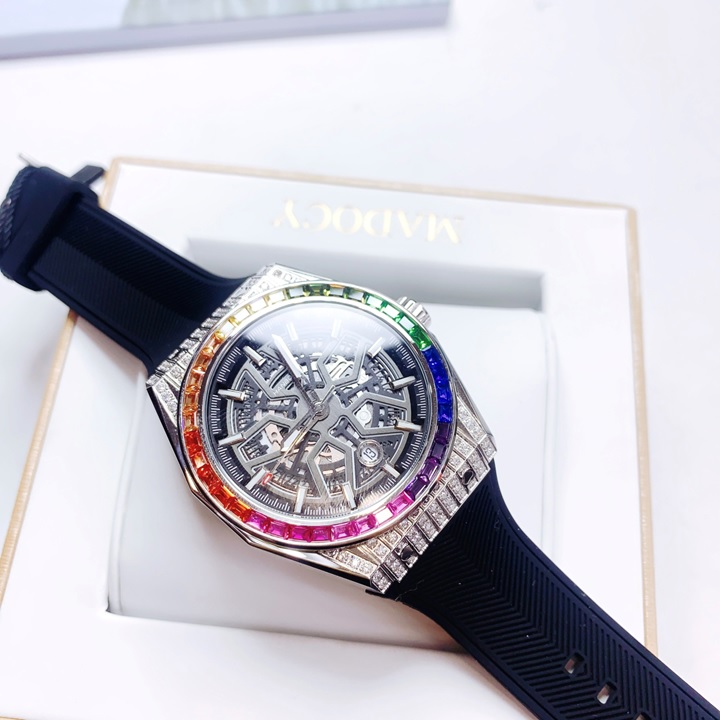 Đồng Hồ Hanboro Mặt Đá 7 Màu |Nam Giới |Mặt Tròn |Dây Silicone |Máy Cơ (Tự Động) |Size 42mm |Donghogiatot.vn