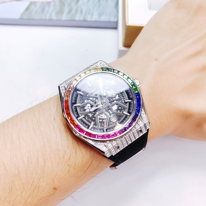 Đồng Hồ Hanboro Mặt Đá 7 Màu |Nam Giới |Mặt Tròn |Dây Silicone |Máy Cơ (Tự Động) |Size 42mm |Donghogiatot.vn