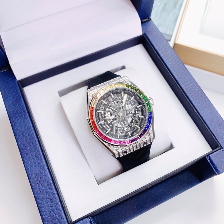 Đồng Hồ Hanboro Mặt Đá 7 Màu |Nam Giới |Mặt Tròn |Dây Silicone |Máy Cơ (Tự Động) |Size 42mm |Donghogiatot.vn