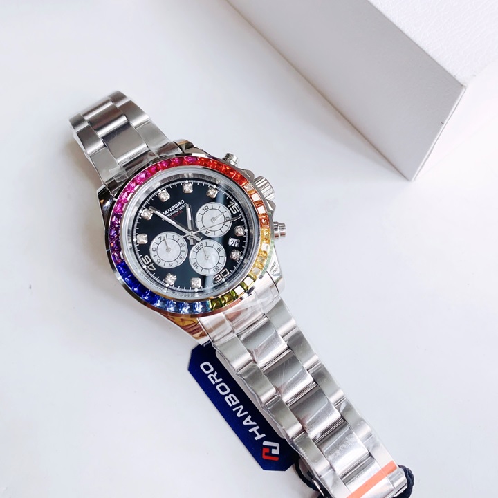 Đồng Hồ Hanboro Mặt Đá Nhiều Màu |Nam Giới |Dây Kim Loại |Máy Cơ (Tự Động) |Size 42mm |Donghogiatot.vn