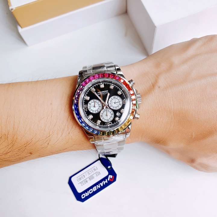 Đồng Hồ Hanboro Mặt Đá Nhiều Màu |Nam Giới |Dây Kim Loại |Máy Cơ (Tự Động) |Size 42mm |Donghogiatot.vn