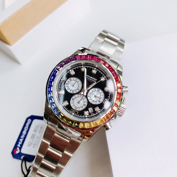 Đồng Hồ Hanboro Mặt Đá Nhiều Màu |Nam Giới |Dây Kim Loại |Máy Cơ (Tự Động) |Size 42mm |Donghogiatot.vn