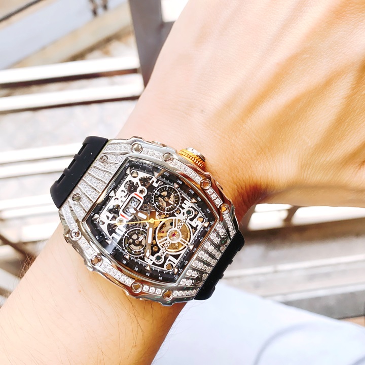 Đồng Hồ Hanboro Richard Mille |Nam Giới |Mặt Oval |Silver Trắng |Máy Cơ (Automatic) |Size 40x50mm |Donghogiatot.vn