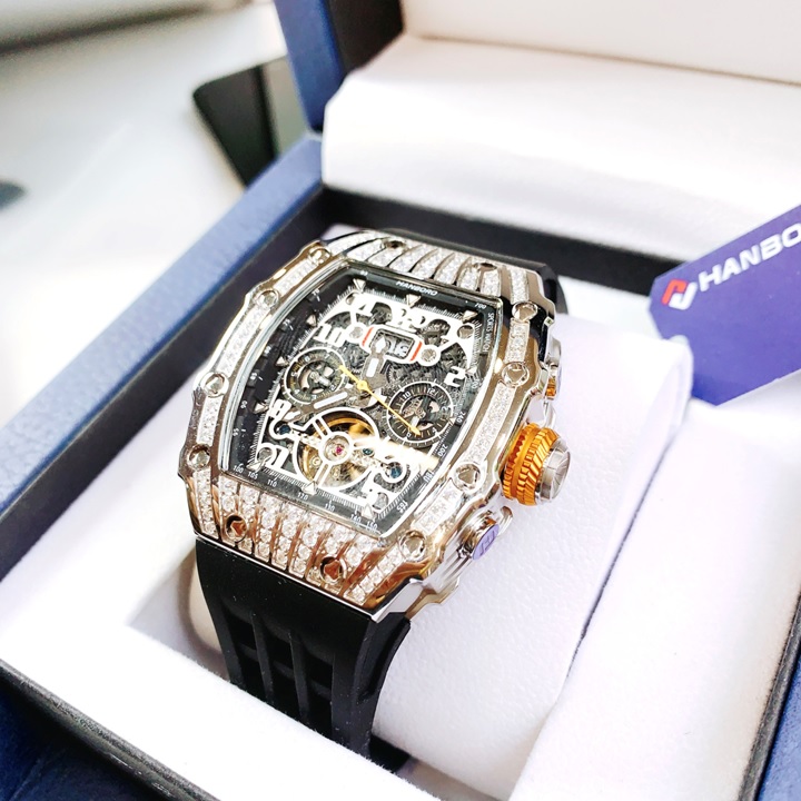 Đồng Hồ Hanboro Richard Mille |Nam Giới |Mặt Oval |Silver Trắng |Máy Cơ (Automatic) |Size 40x50mm |Donghogiatot.vn