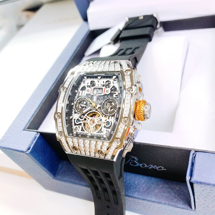 Đồng Hồ Hanboro Richard Mille |Nam Giới |Mặt Oval |Silver Trắng |Máy Cơ (Automatic) |Size 40x50mm |Donghogiatot.vn
