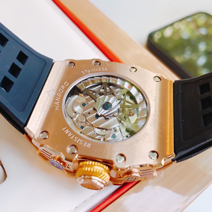 Đồng Hồ Hanboro Richard Mille |Nam Giới |Mặt Oval |Rose Gold |Máy Cơ (Automatic) |Size 40x50mm |Donghogiatot.vn