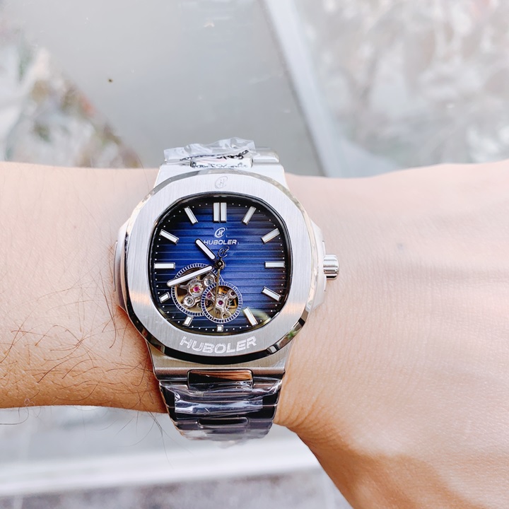 dong-ho-nam-huboler-patek-philippe-mat-xanh-may-co-tu-dong-day-kim-loai-donghogiatot-vn