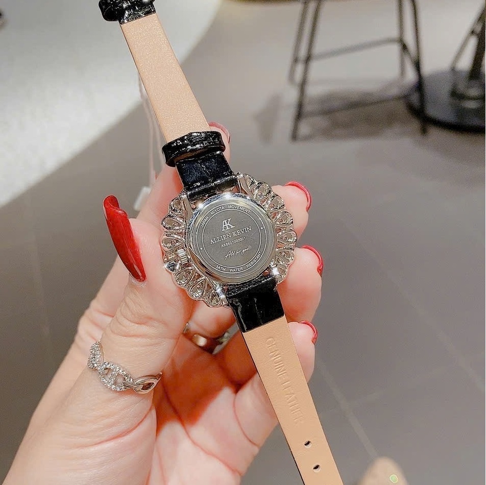 Đồng Hồ Allien Kevin Bông Hoa Pha Lê |Trắng Silver |Nữ Giới |Dây Da |Máy Pin (Quartz) |Donghogiatot.vn