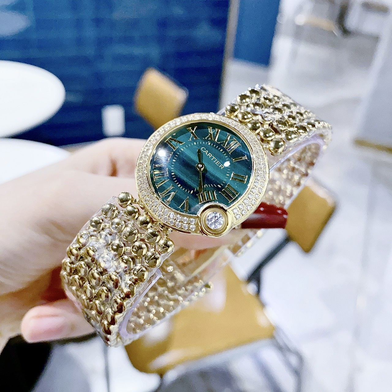 Đồng Hồ Cartier Ballon Bleu |Nữ Giới |Dây Kim Loại |Mặt Tròn Xanh |Máy Pin (Quartz) |Donghogiatot.vn