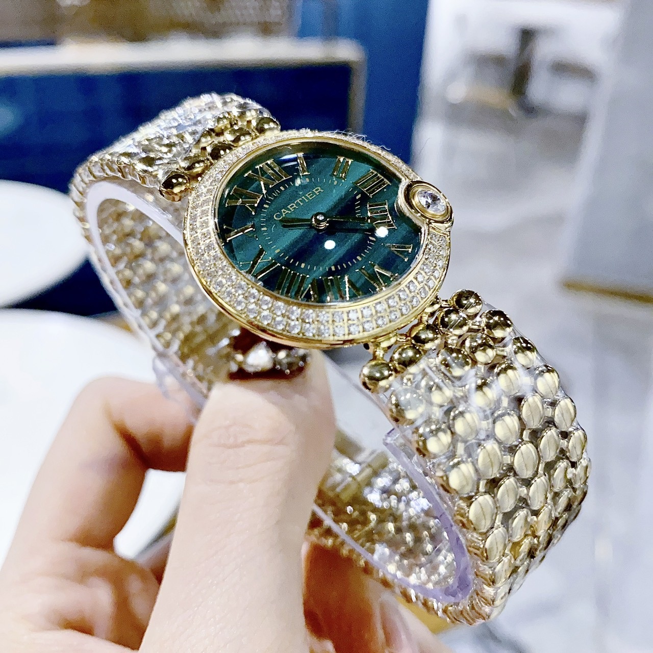 Đồng Hồ Cartier Ballon Bleu |Nữ Giới |Dây Kim Loại |Mặt Tròn Xanh |Máy Pin (Quartz) |Donghogiatot.vn