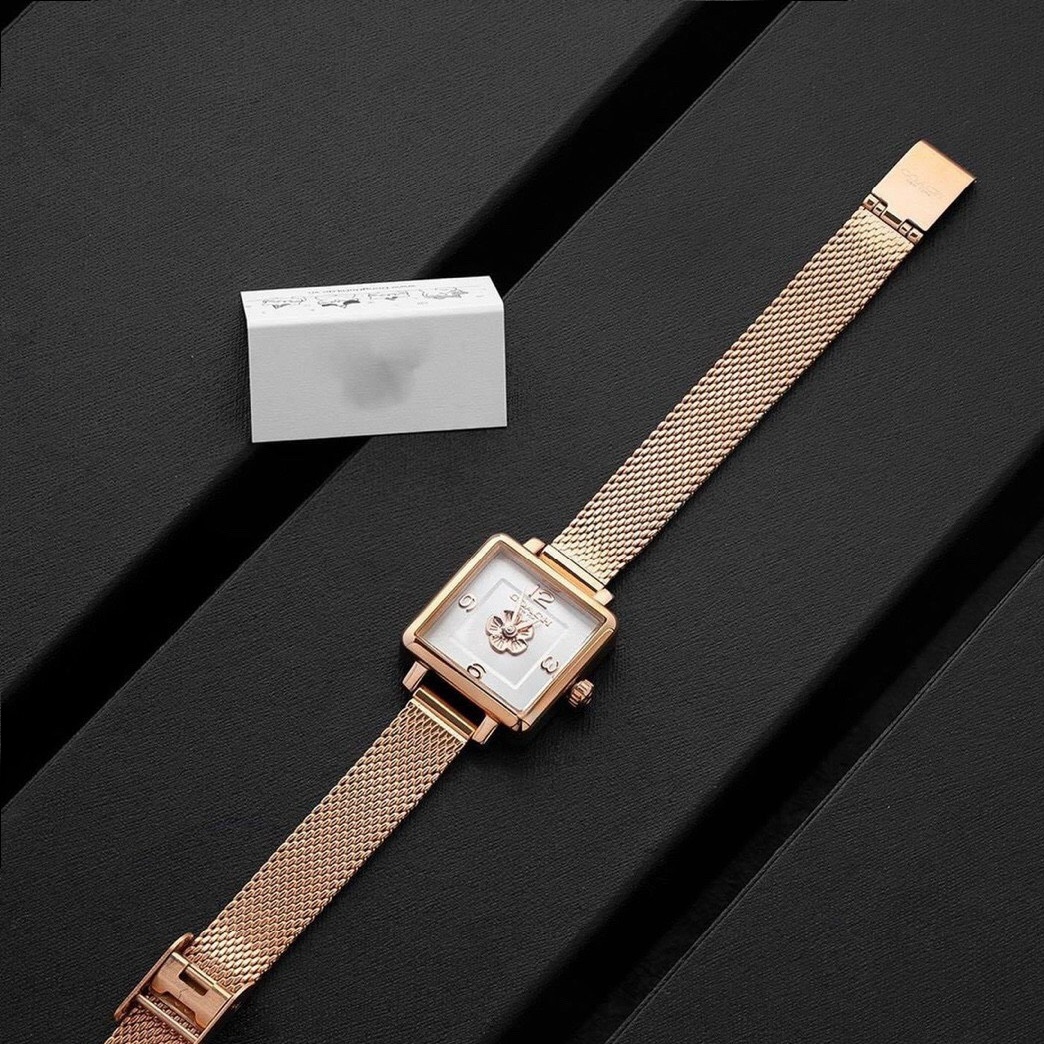 Đồng Hồ Coach Cass Hoa Trà |Nữ Giới |Mặt Vuông Full Rose Gold |Máy Pin (Quartz) |Size Nhỏ |Donghogiatot.vn