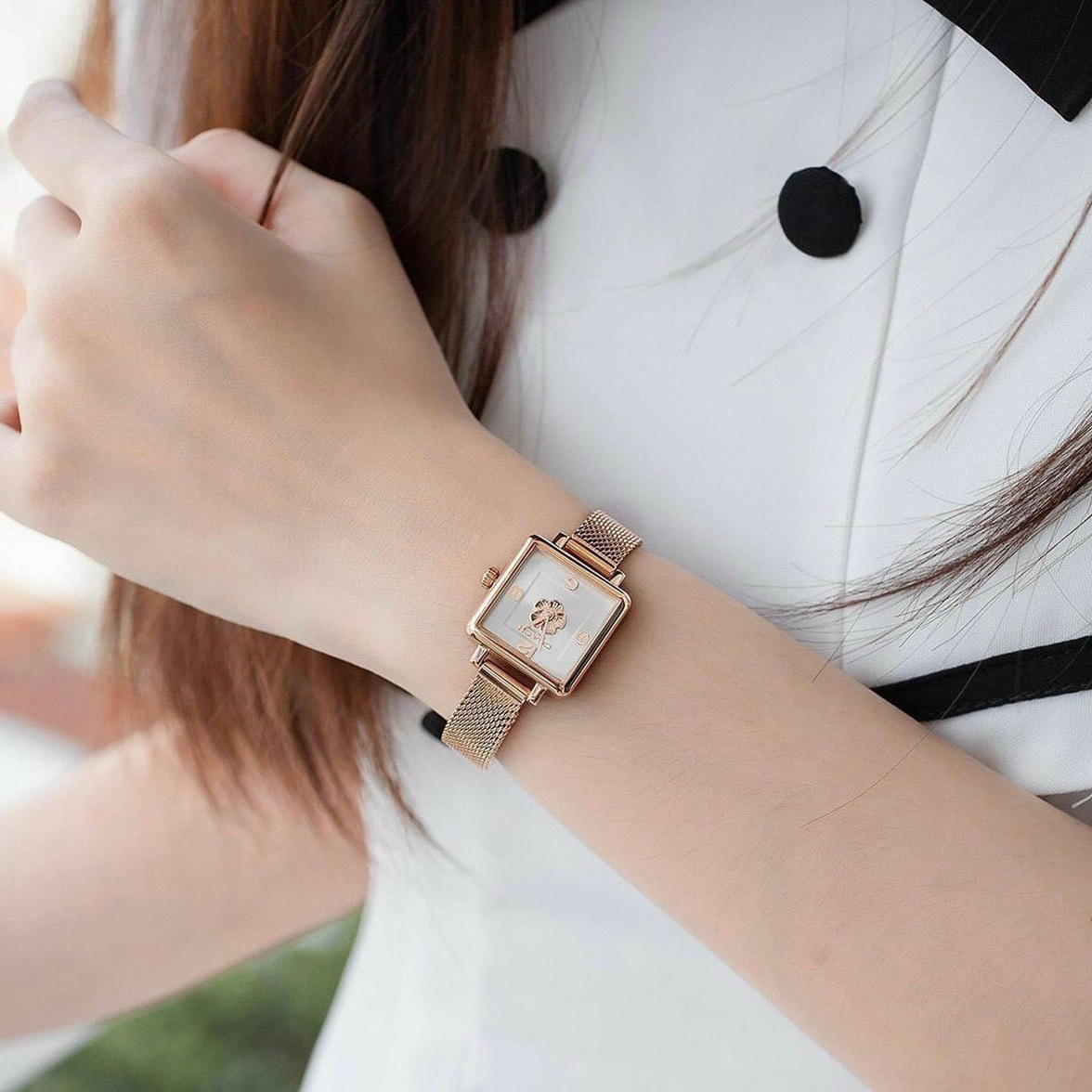 Đồng Hồ Coach Cass Hoa Trà |Nữ Giới |Mặt Vuông Full Rose Gold |Máy Pin (Quartz) |Size Nhỏ |Donghogiatot.vn