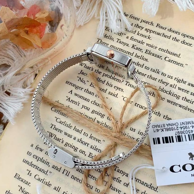 Đồng Hồ Coach Cass Hoa Trà |Nữ Giới |Mặt Vuông Trắng Silver |Máy Pin (Quartz) |Size Nhỏ |Donghogiatot.vn