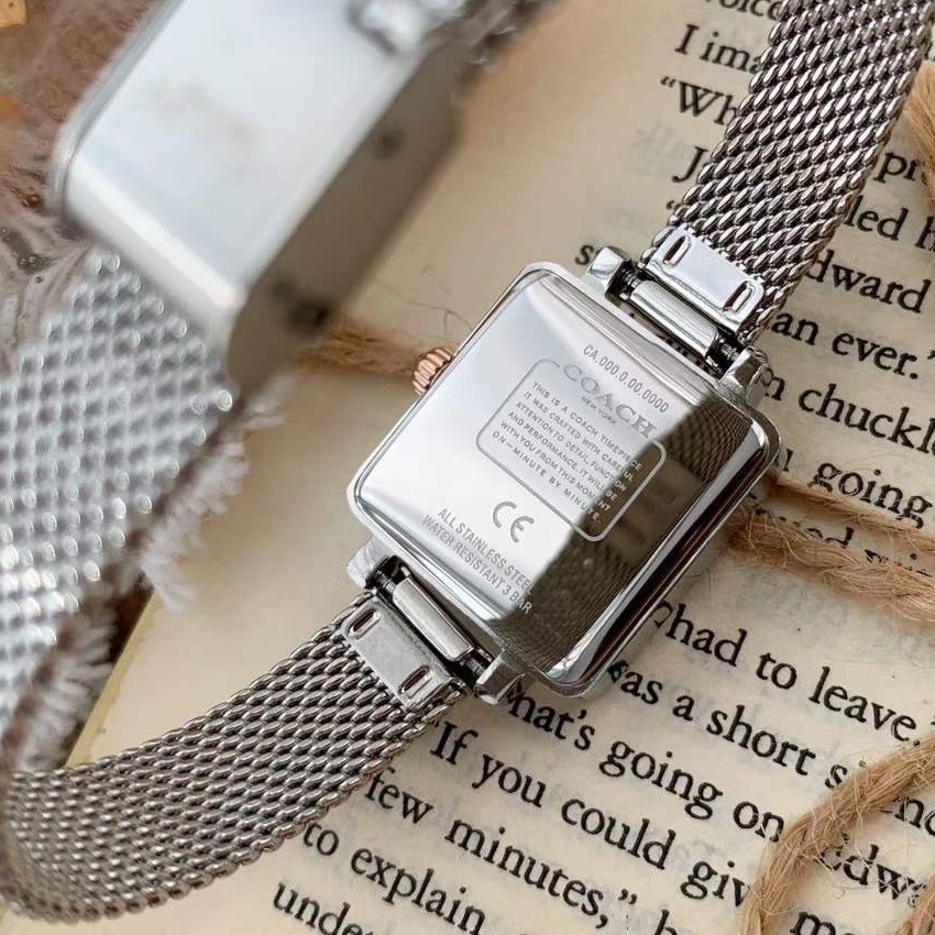 Đồng Hồ Coach Cass Hoa Trà |Nữ Giới |Mặt Vuông Trắng Silver |Máy Pin (Quartz) |Size Nhỏ |Donghogiatot.vn