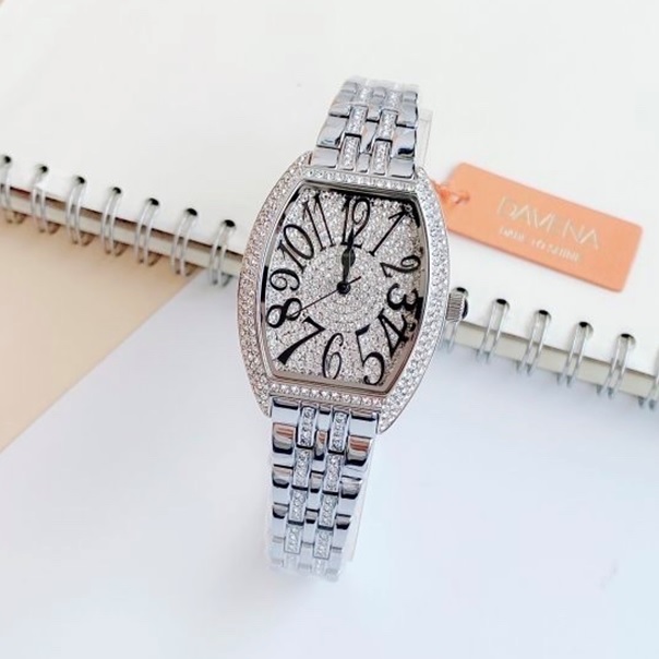 Đồng hồ Davena Mặt Oval |Nữ Giới |Mặt Đính Full Đá Trắng Silver |Máy Pin (Quartz) |Size 32x36mm |Donghogiatot.vn
