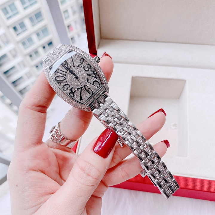 Đồng hồ Davena Mặt Oval |Nữ Giới |Mặt Đính Full Đá Trắng Silver |Máy Pin (Quartz) |Size 32x36mm |Donghogiatot.vn