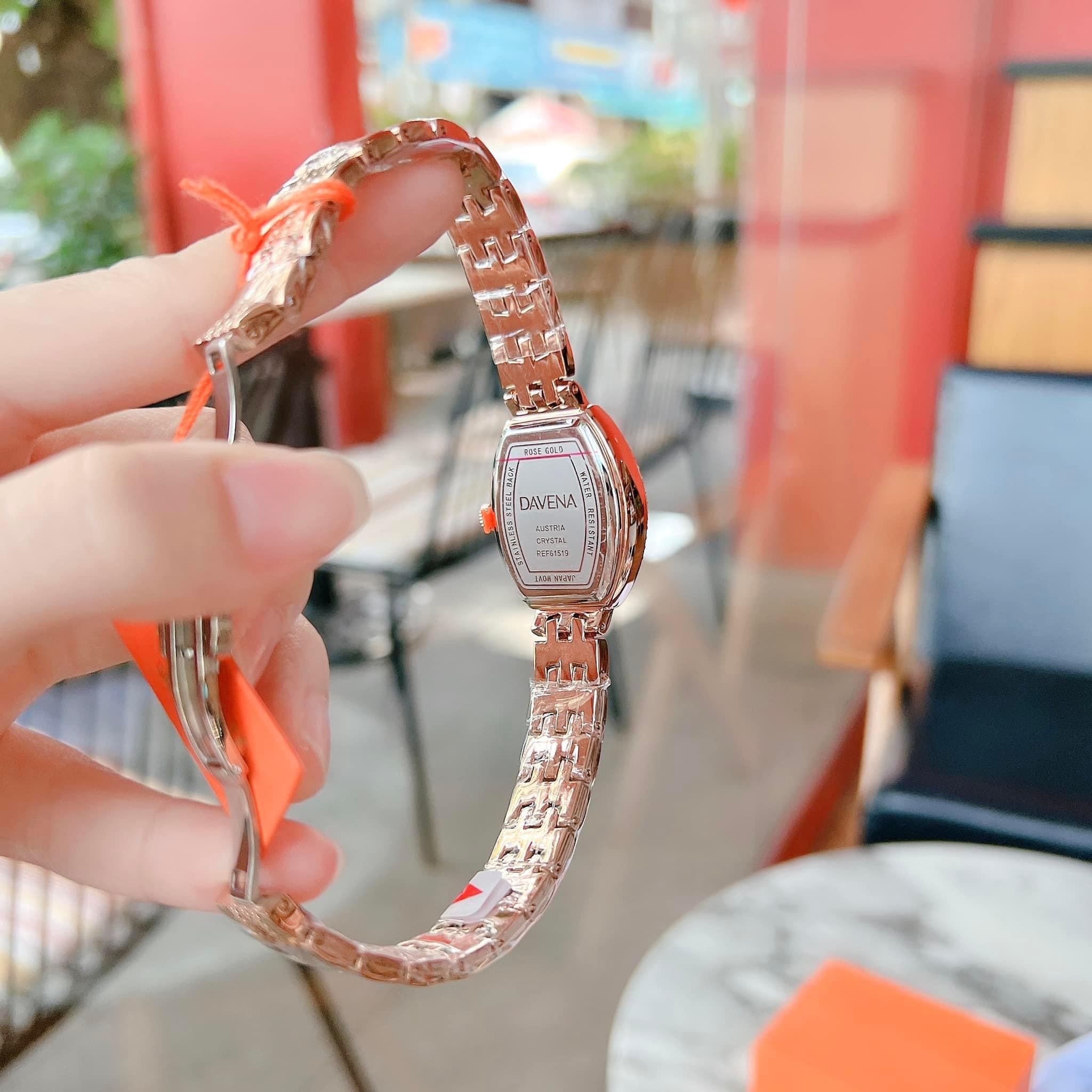 Đồng Hồ Davena Mặt Số La Mã |Nữ Giới |Full Đá Rose Gold |Dây Kim Loại |Máy Pin (Quartz) |Size 30mm |donghogiatot.vn