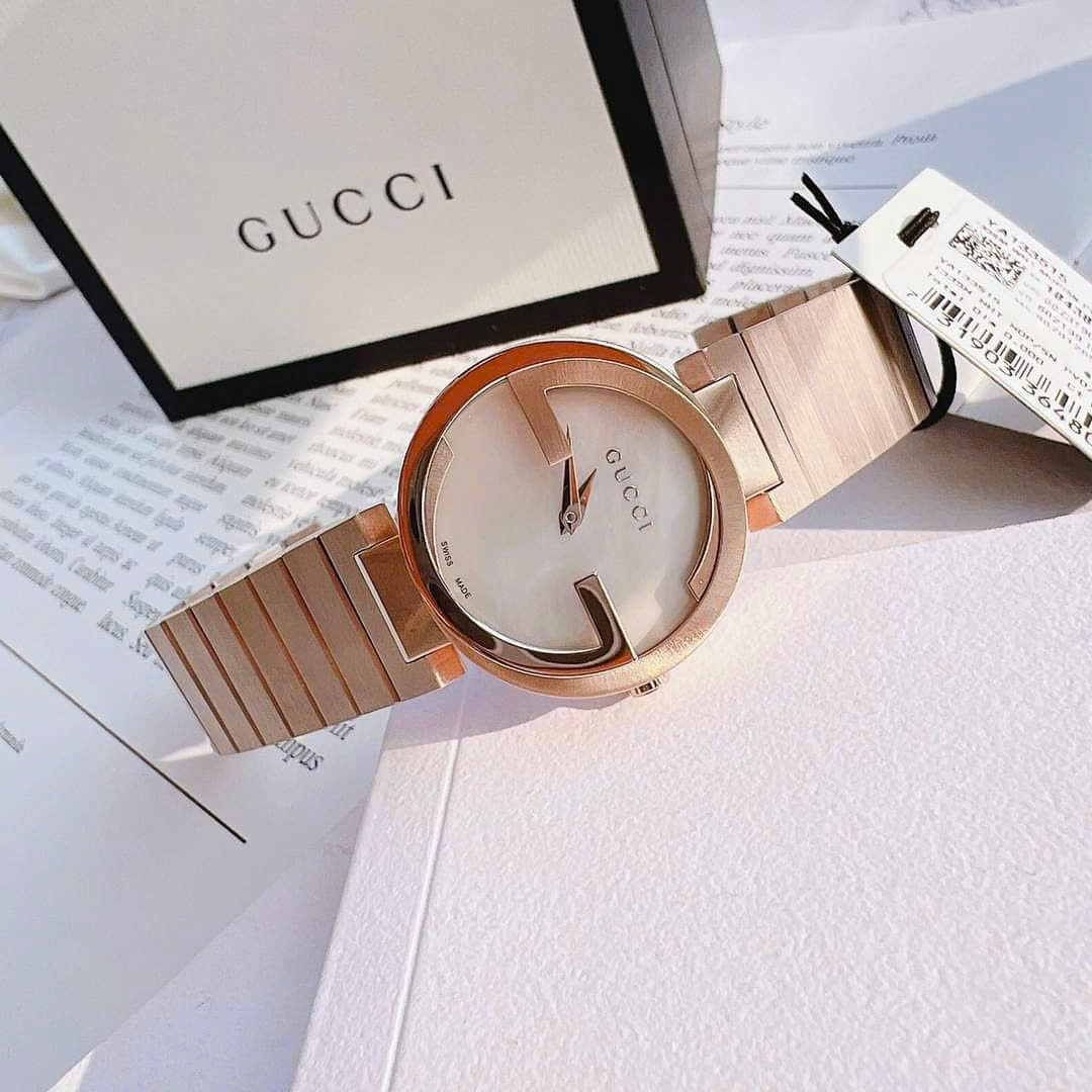 Đồng Hồ Gucci Interlocking |Nữ Giới |Mặt Trắng |Dây Kim Loại Rose Gold |Máy Pin (Quartz) |Size 36mm |donghogiatot.vn